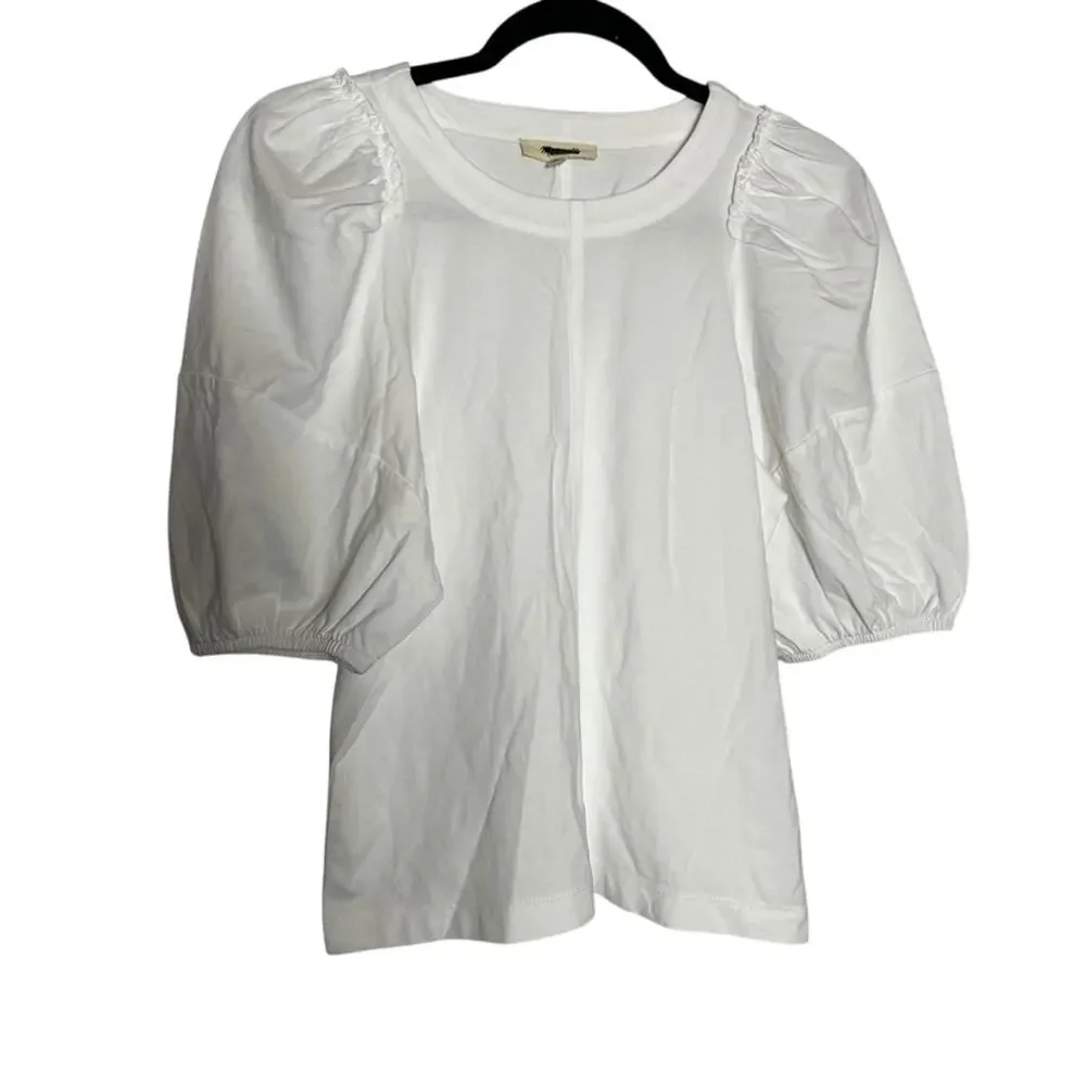 NWT Madewell White‎ Puff Sleeve Tee Size XS